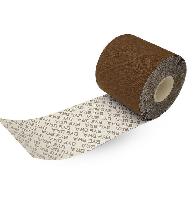 BYE-BRA - BODY TAPE 5 M X 6.5 CM + 3 PAIRS OF NIPPLE COVERS BROWN