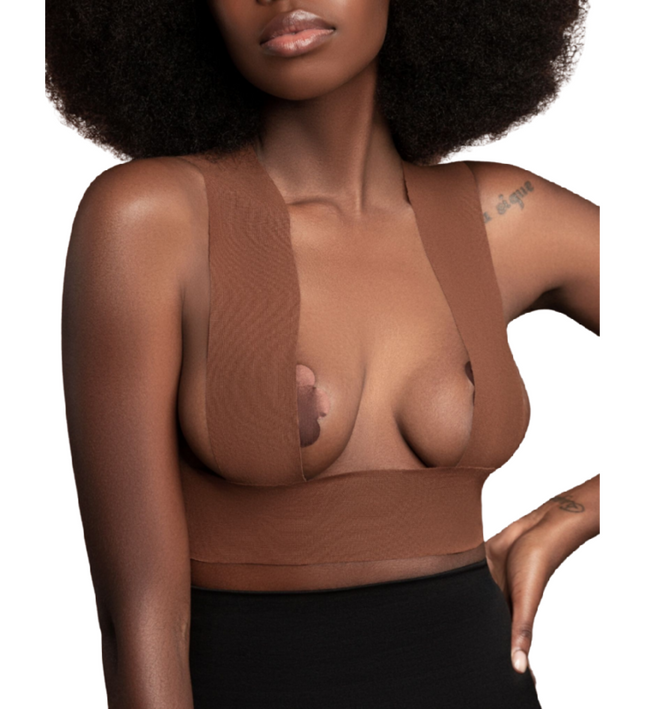 BYE-BRA - BODY TAPE 5 M X 6.5 CM + 3 PAIRS OF NIPPLE COVERS BROWN
