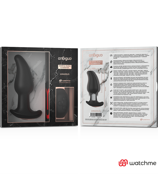 ANBIGUO - WATCHME REMOTE CONTROL ANAL PLUG VIBRATOR WITH ROTATION OF AMADEUS PEARLS