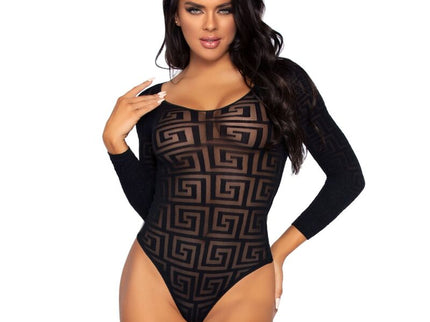 LEG AVENUE - MOSAIC SNAP CROTH BODYSUIT ONE SIZE