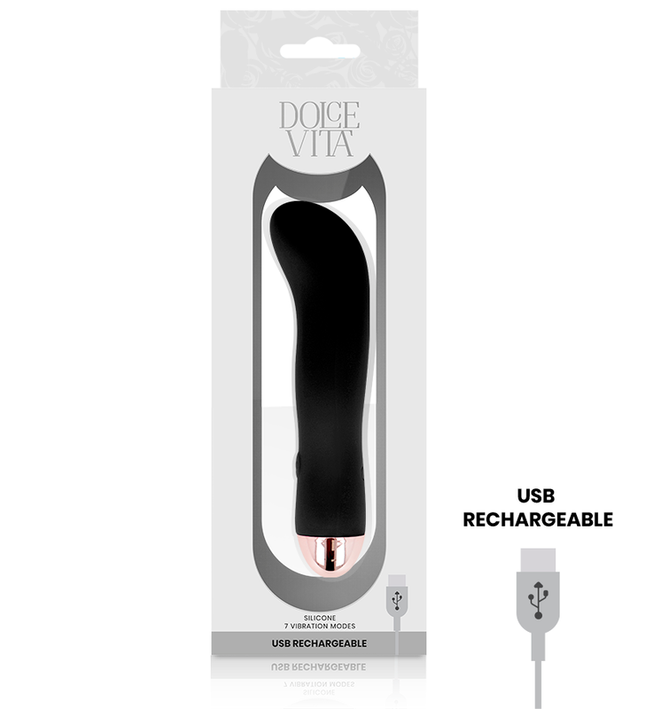 DOLCE VITA - RECHARGEABLE VIBRATOR TWO BLACK 7 SPEED