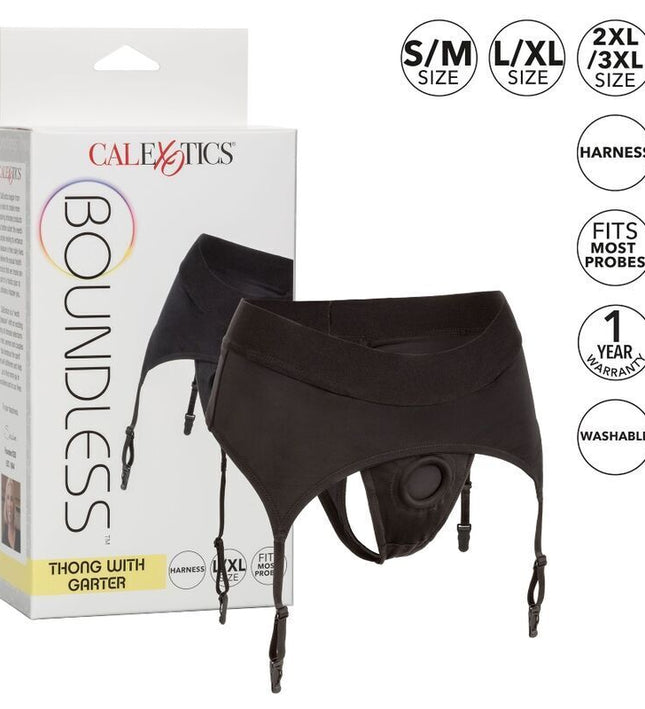 CALEXOTICS - BOUNDLESS THONG WITH GARTER S/M