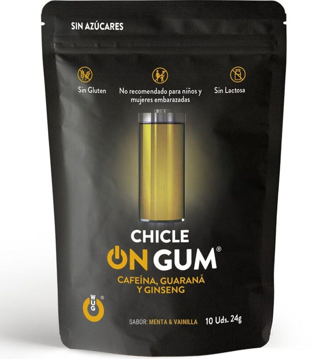 WUG GUM - ON CAFFEINE, GINSENG AND GUARANA GUM 10 UNITS