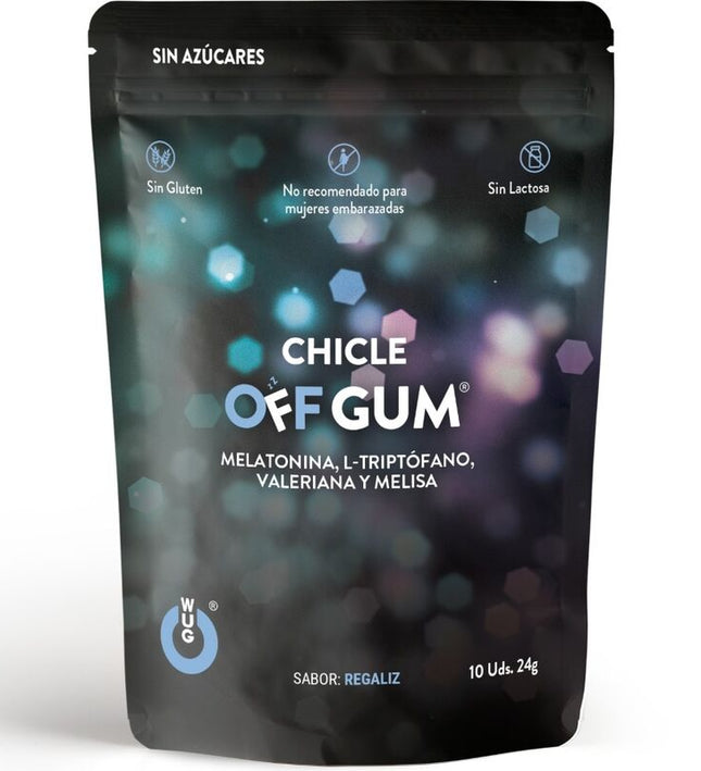 WUG GUM - OFF VALERIAN, TRYPTOPHAN, LEMON BALM AND MELATONIN 10 UNITS