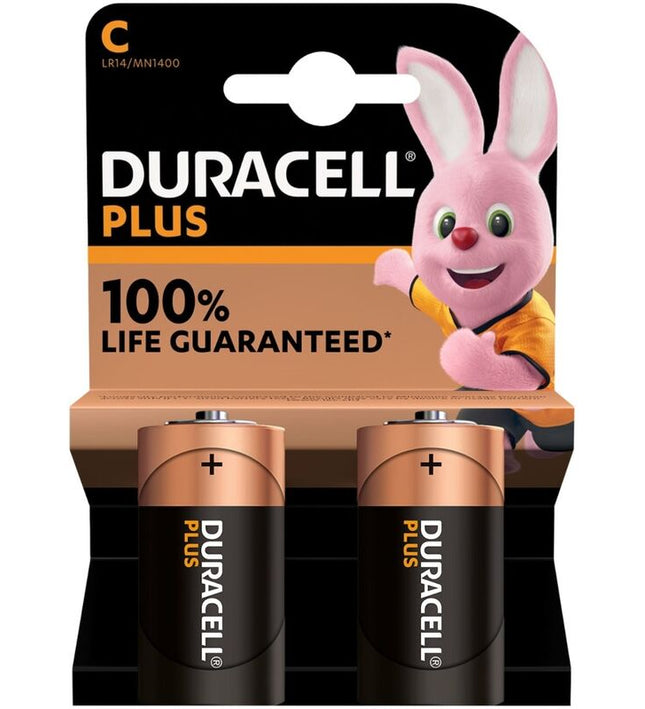 DURACELL - PLUS POWER BATTERY ALCALINA C LR14 2 UNITS