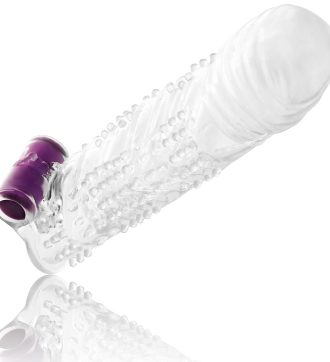 OHMAMA - TEXTURED PENIS SHEATH WITH VIBRATING BULLET