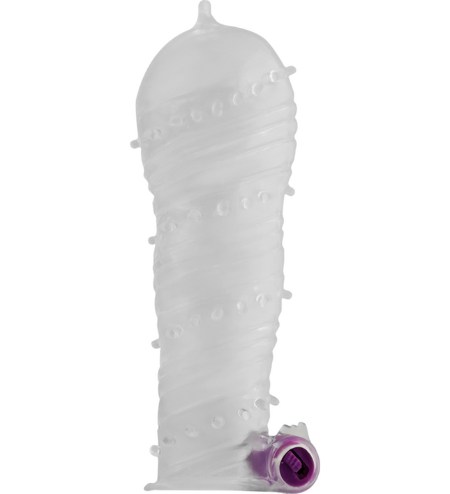 OHMAMA - TEXTURED PENIS SHEATH WITH WIDE TIP VIBRATING BULLET