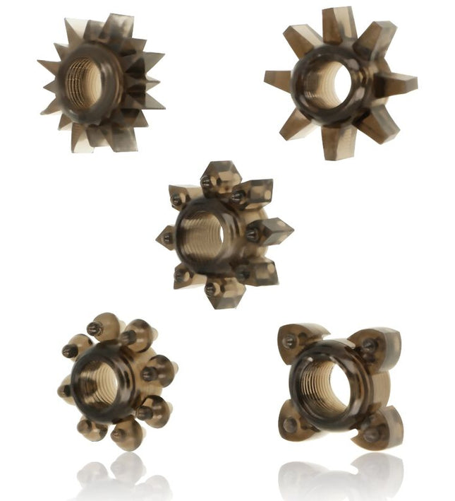 OHMAMA - SET OF 5 SILICONE TESTICLE AND PENIS RINGS