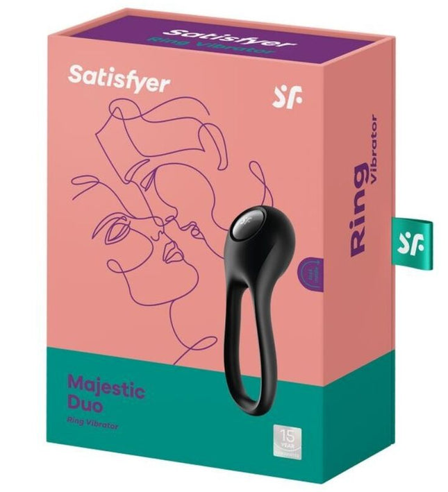 SATISFYER - MAJESTIC DUO RING VIBRATOR BLACK