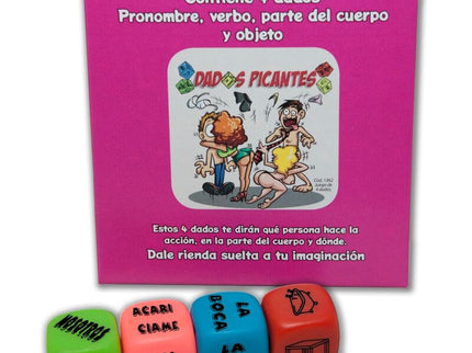 DIABLO PICANTE - 4 DICE GAME OF PRONOUN, VERB, PART OF THE BODY AND PLACE