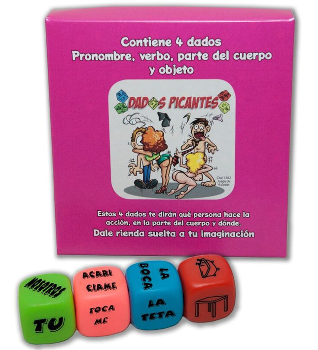 DIABLO PICANTE - 4 DICE GAME OF PRONOUN, VERB, PART OF THE BODY AND PLACE