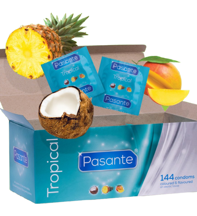 PASANTE - CONDOMS TROPICAL FLAVORS 144 UNITS