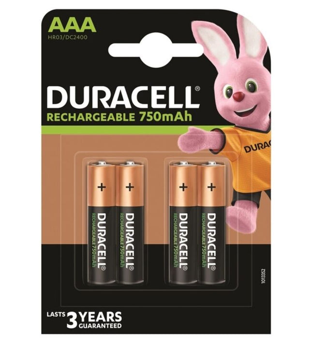 DURACELL - RECHARGEABLE BATTERY HR03 AAA 750mAh 4 UNIT