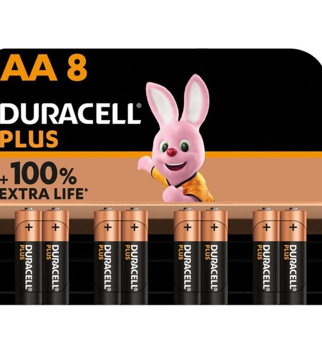 DURACELL - PLUS POWER 100 ALKALINE BATTERY AA LR6 8 UNIT