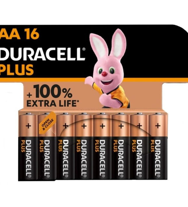 DURACELL - PLUS POWER 100 ALKALINE BATTERY AA LR6 16 UNIT