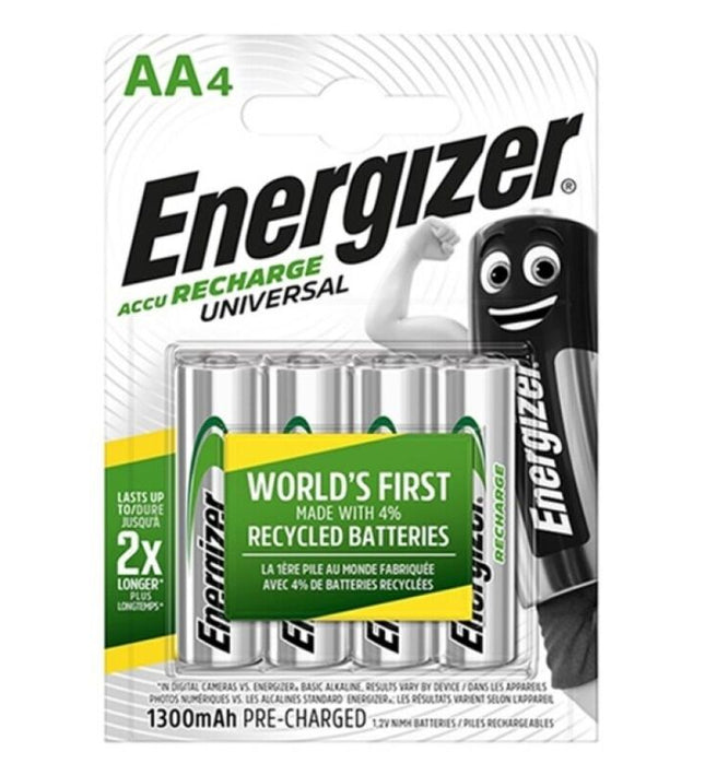 ENERGIZER - UNIVERSAL RECHARGEABLE BATTERY HR6 AA 1300mAh 4 UNIT