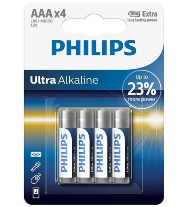 PHILIPS - ULTRA ALKALINE BATTERY AAA LR03 4 UNIT
