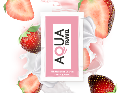 AQUA TRAVEL - STRAWBERRY CREAM FLAVOUR WATERBASED LUBRICANT 6 ML