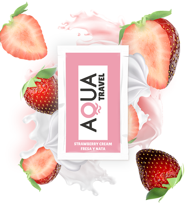 AQUA TRAVEL - STRAWBERRY CREAM FLAVOUR WATERBASED LUBRICANT 6 ML