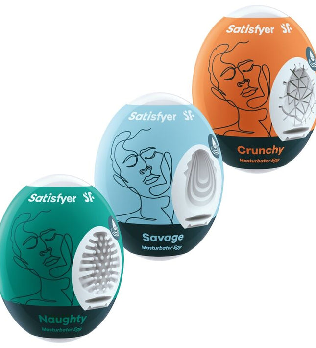 SATISFYER - 3 MASTURBATOR EGGS NAUGHTY, SAVAGE & CRUNCHY