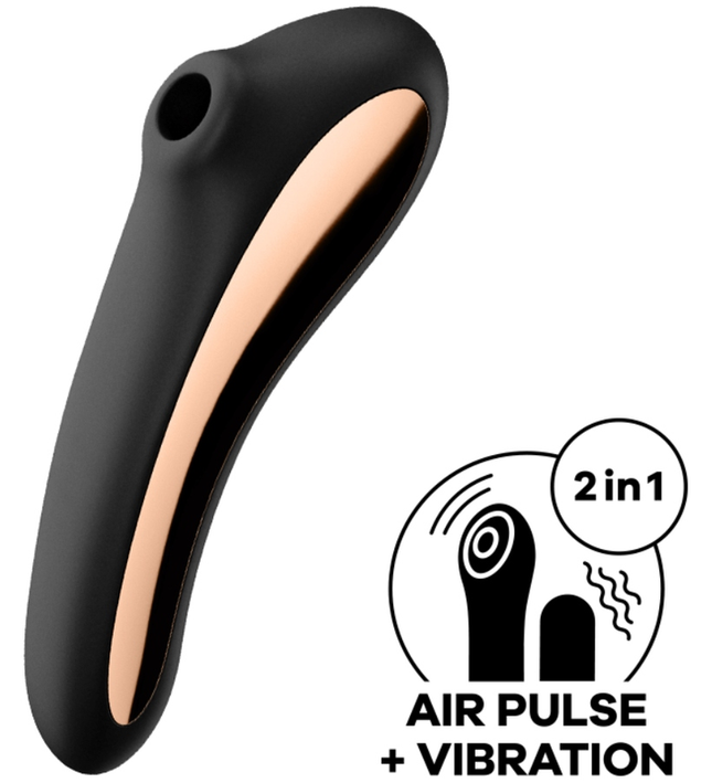 SATISFYER - DUAL KISS AIR PULSE VIBRATOR BLACK
