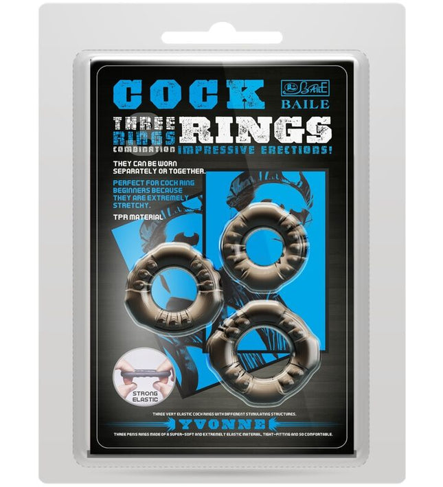BAILE - COCK RINGS YVONNE SET 3 PENIS RINGS
