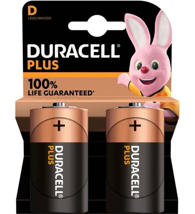 DURACELL - PLUS POWER 100 ALKALINE BATTERY D LR20 2 UNITS