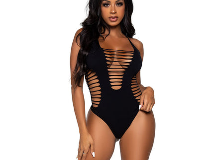 LEG AVENUE - BODY THONG RACERBACK BLACK