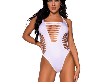 LEG AVENUE - BODY THONG RACERBACK WHITE