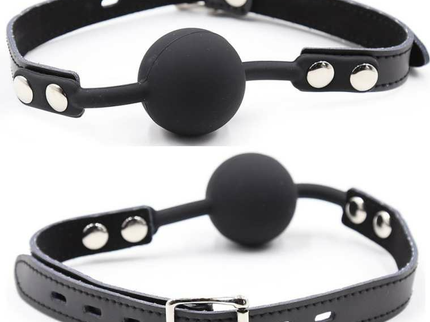 OHMAMA FETISH - SILICONE BALL GAG WITH LEATHER BELT (PADLOCK INCLUDED)