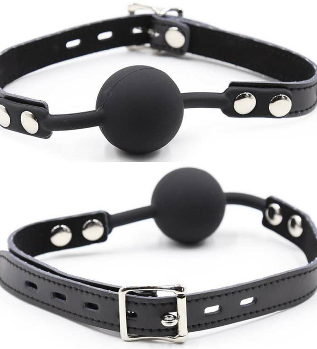 OHMAMA FETISH - SILICONE BALL GAG WITH LEATHER BELT (PADLOCK INCLUDED)