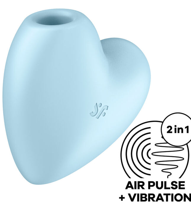 SATISFYER - CUTIE HEART AIR PULSE STIMULATOR & VIBRATOR BLUE