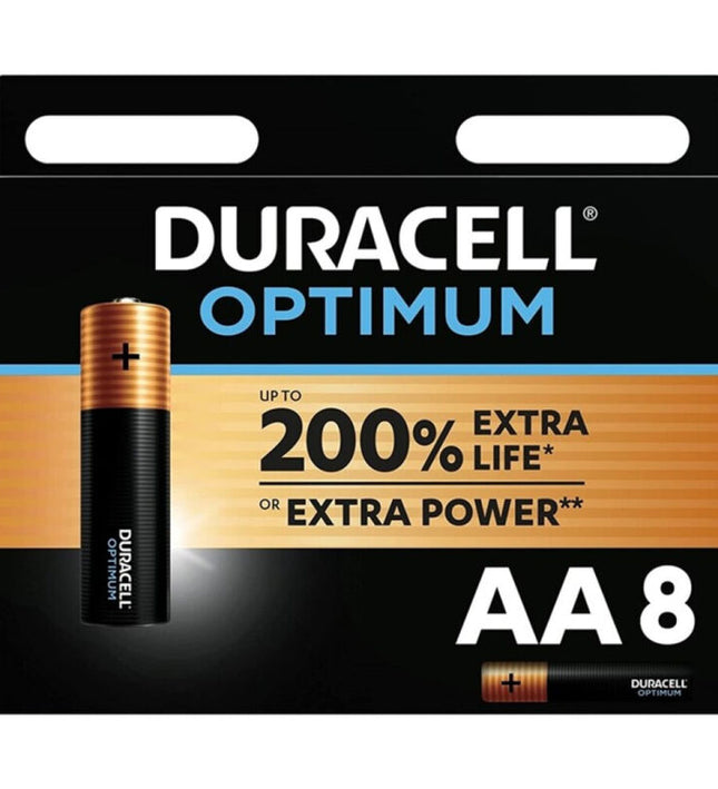 DURACELL - OPTIMUM 200 ALKALINE BATTERY AA LR6 8 UNIT