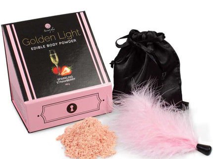 SECRETPLAY - GOLDEN LIGHT KIT SPARKLING STRAWBERRY EDIBLE POWDER & FEATHER