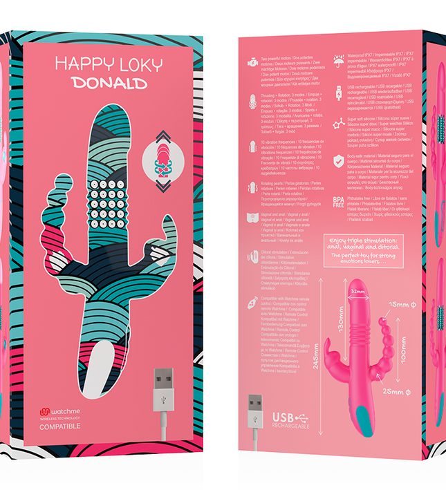 HAPPY LOKY - DONALD TRIPLE STIMULATION: ANAL, G-SPOT & CLITORAL WATCHME WIRELESS TECHNOLOGY COMPATIBLE