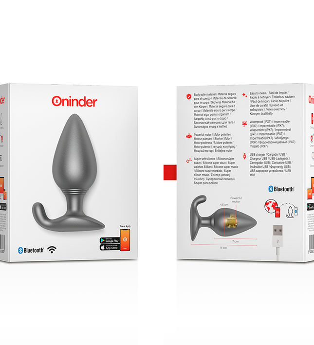 ONINDER - RIO VIBRATING ANAL PLUG BLACK - FREE APP