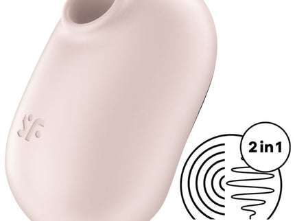 SATISFYER - PRO TO GO 2 DOUBLE AIR PULSE STIMULATOR & VIBRATOR BEIGE