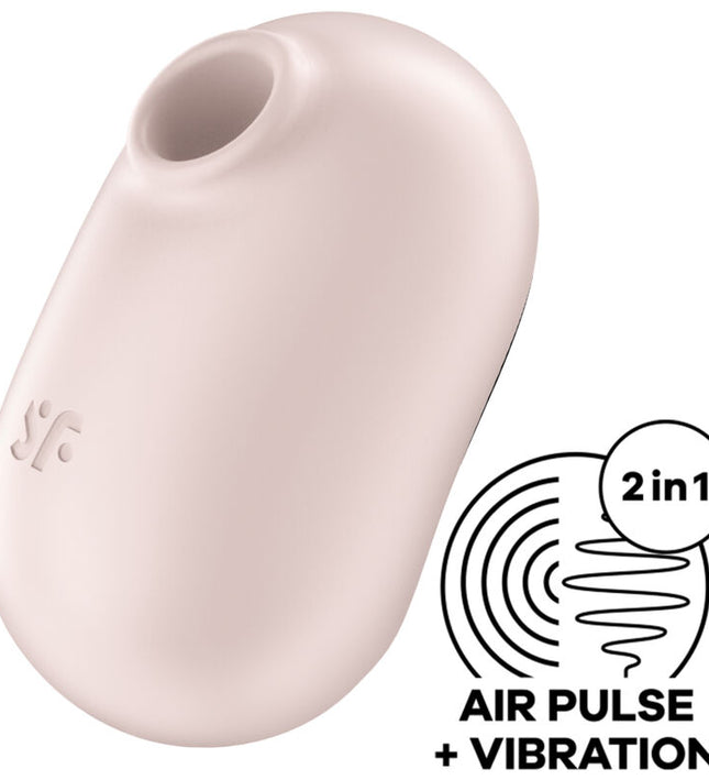 SATISFYER - PRO TO GO 2 DOUBLE AIR PULSE STIMULATOR & VIBRATOR BEIGE