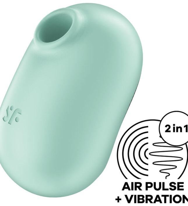 SATISFYER - PRO TO GO 2 DOUBLE AIR PULSE STIMULATOR & VIBRATOR GREEN