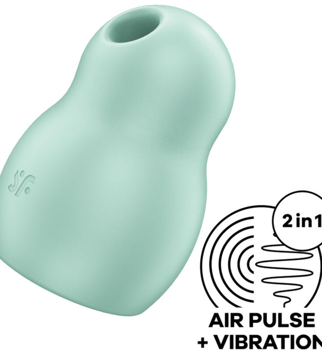 SATISFYER - PRO TO GO 1 DOUBLE AIR PULSE STIMULATOR & VIBRATOR GREEN