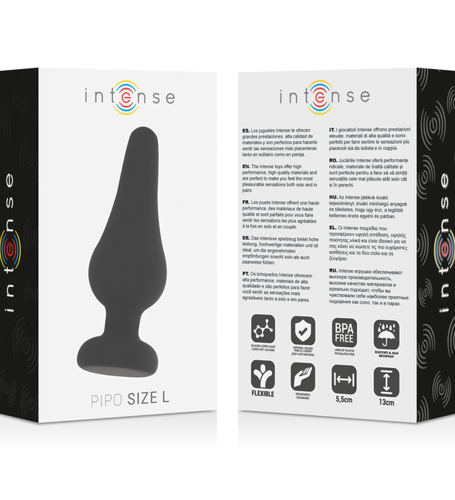 INTENSE - ANAL PLUG PIPO L BLACK SILICONE 13 CM