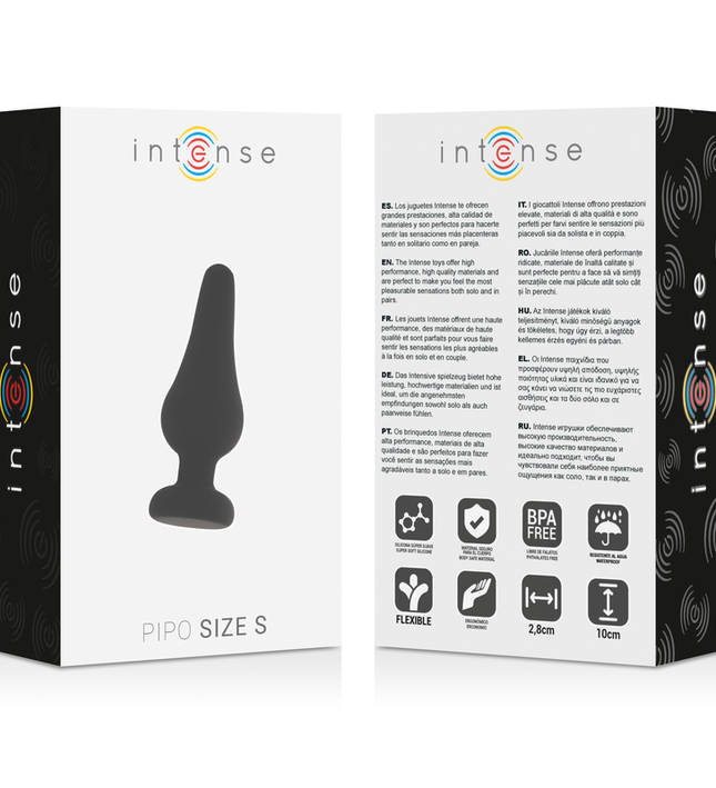 INTENSE - ANAL PLUG PIPO S BLACK SILICONE 9.8 CM