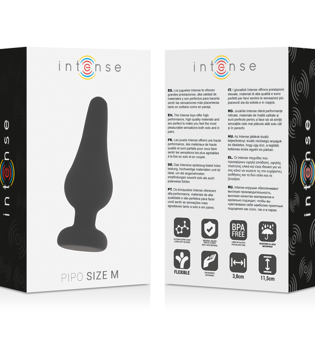 INTENSE - ANAL PLUG PIPO M BLACK SILICONE 11 CM