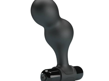 MR PLAY - BLACK SILICONE VIBRATOR ANAL PLUG