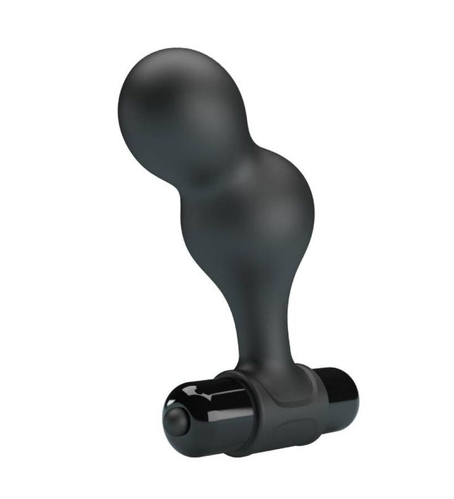 MR PLAY - BLACK SILICONE VIBRATOR ANAL PLUG
