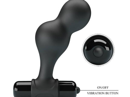 MR PLAY - BLACK SILICONE VIBRATOR ANAL PLUG