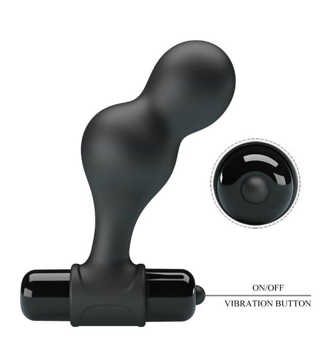 MR PLAY - BLACK SILICONE VIBRATOR ANAL PLUG