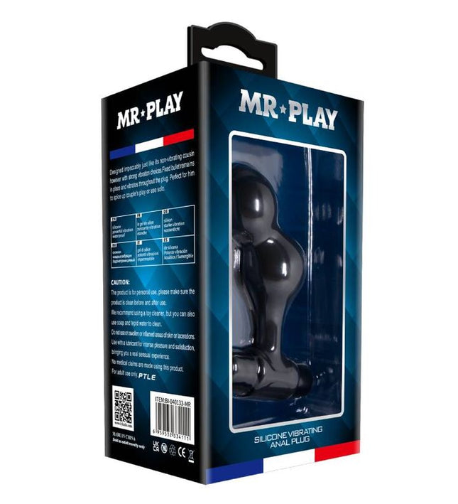 MR PLAY - BLACK SILICONE VIBRATOR ANAL PLUG