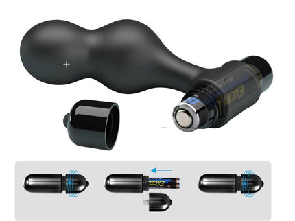 MR PLAY - BLACK SILICONE VIBRATOR ANAL PLUG