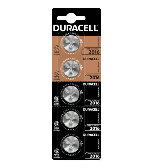 DURACELL - BUTTON BATTERY LITIO CR2016 3V 5 UNIT